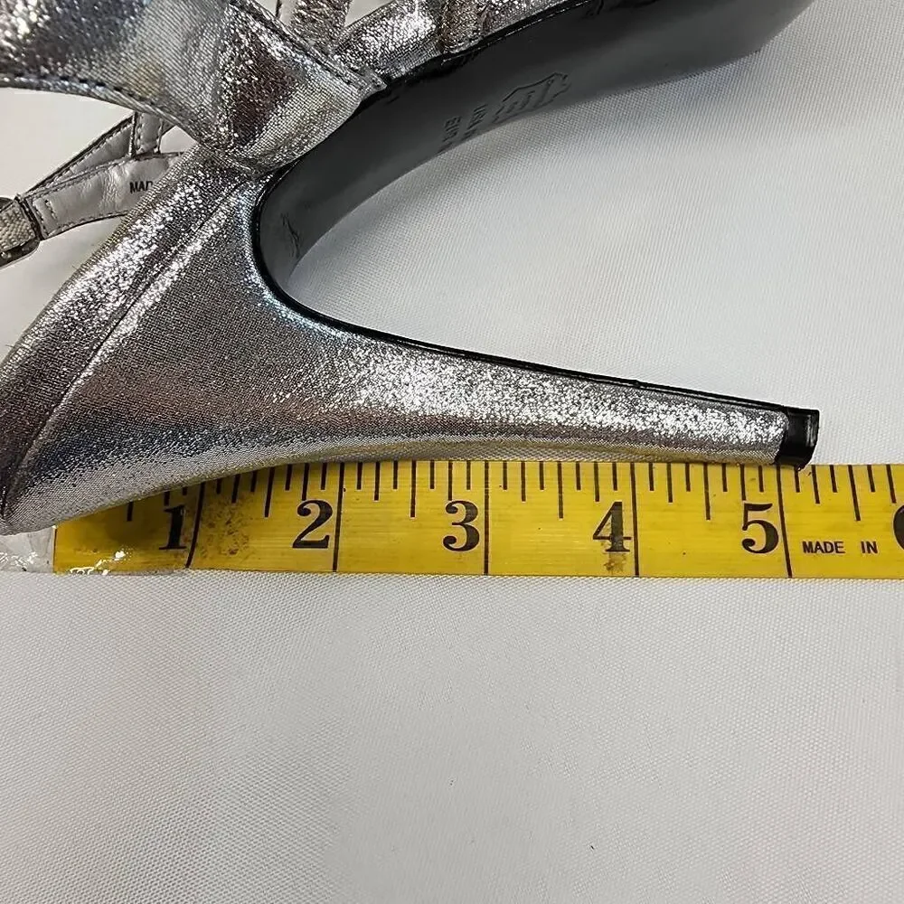 Adrianna Papell Boutique Size 8 Marla Silver Metallic Rhinestone High Heel Sanda - Picture 7 of 10
